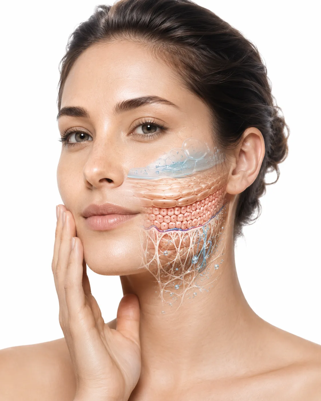 Person with balanced, healthy-looking normal skin