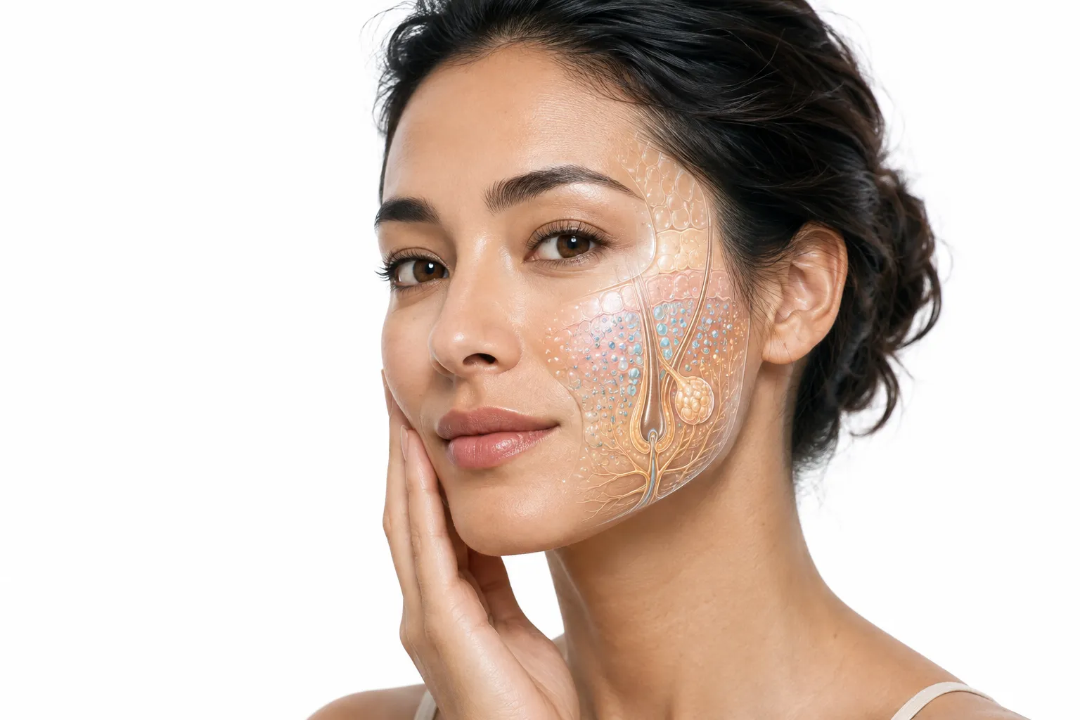 Healthy, balanced facial skin with natural radiance