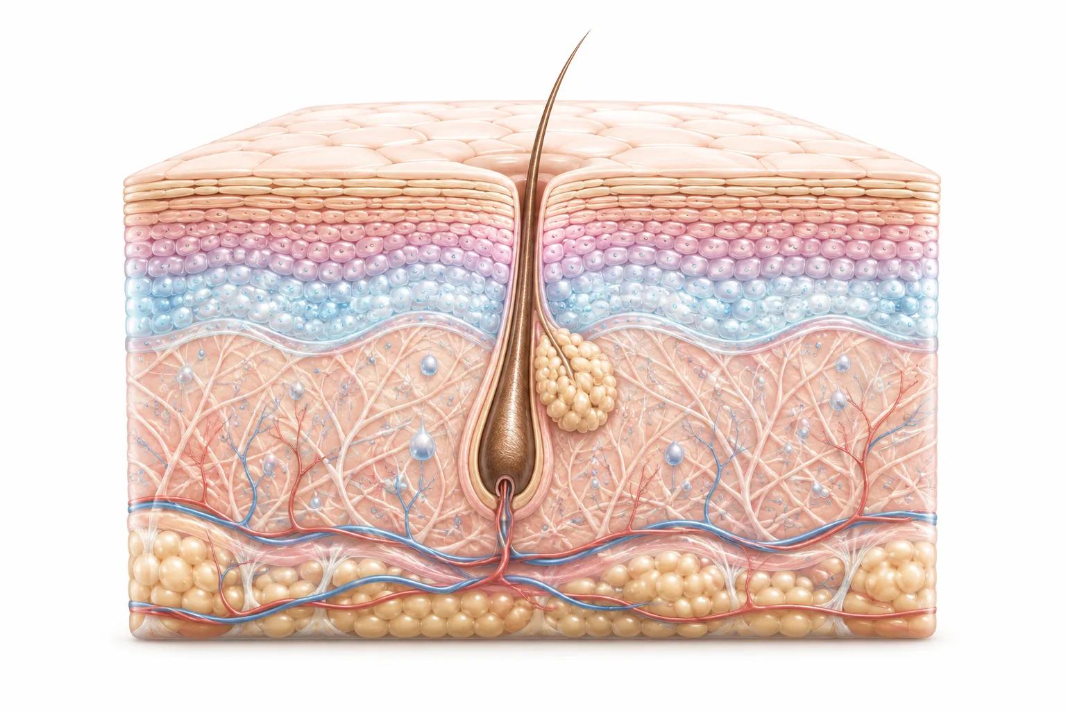 Diagram showing balanced sebum production and healthy moisture barrier in normal skin