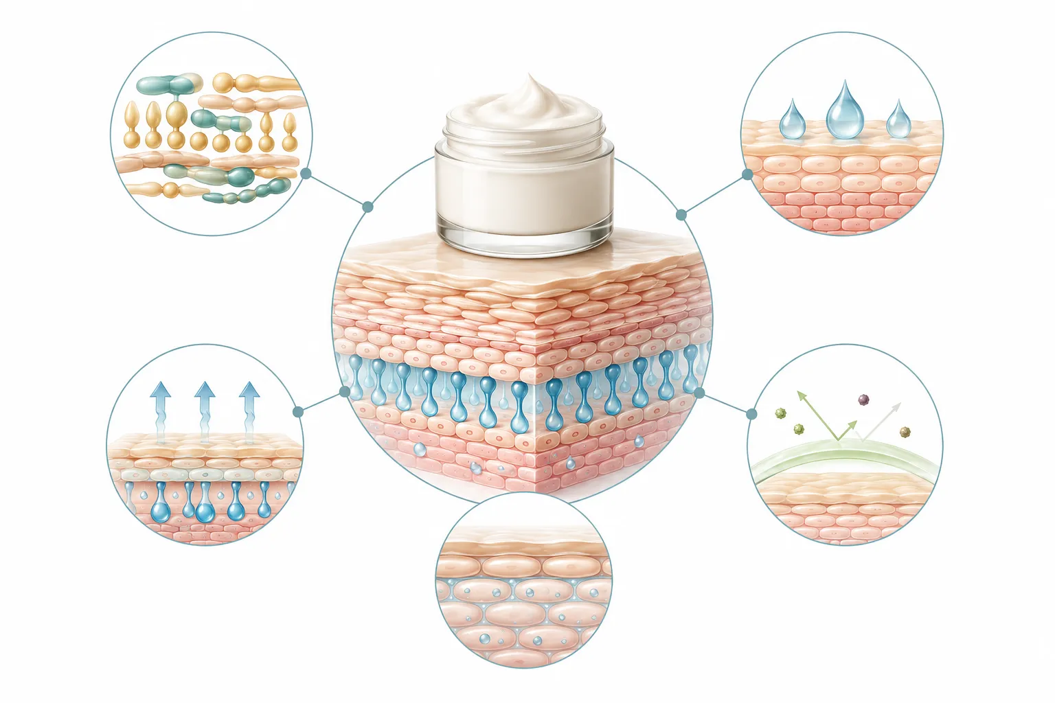 Diagram of the brick-and-mortar model of the skin barrier with ceramides as mortar