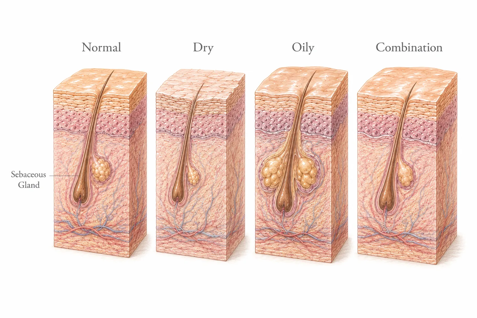 Diagram comparing skin type prevalence