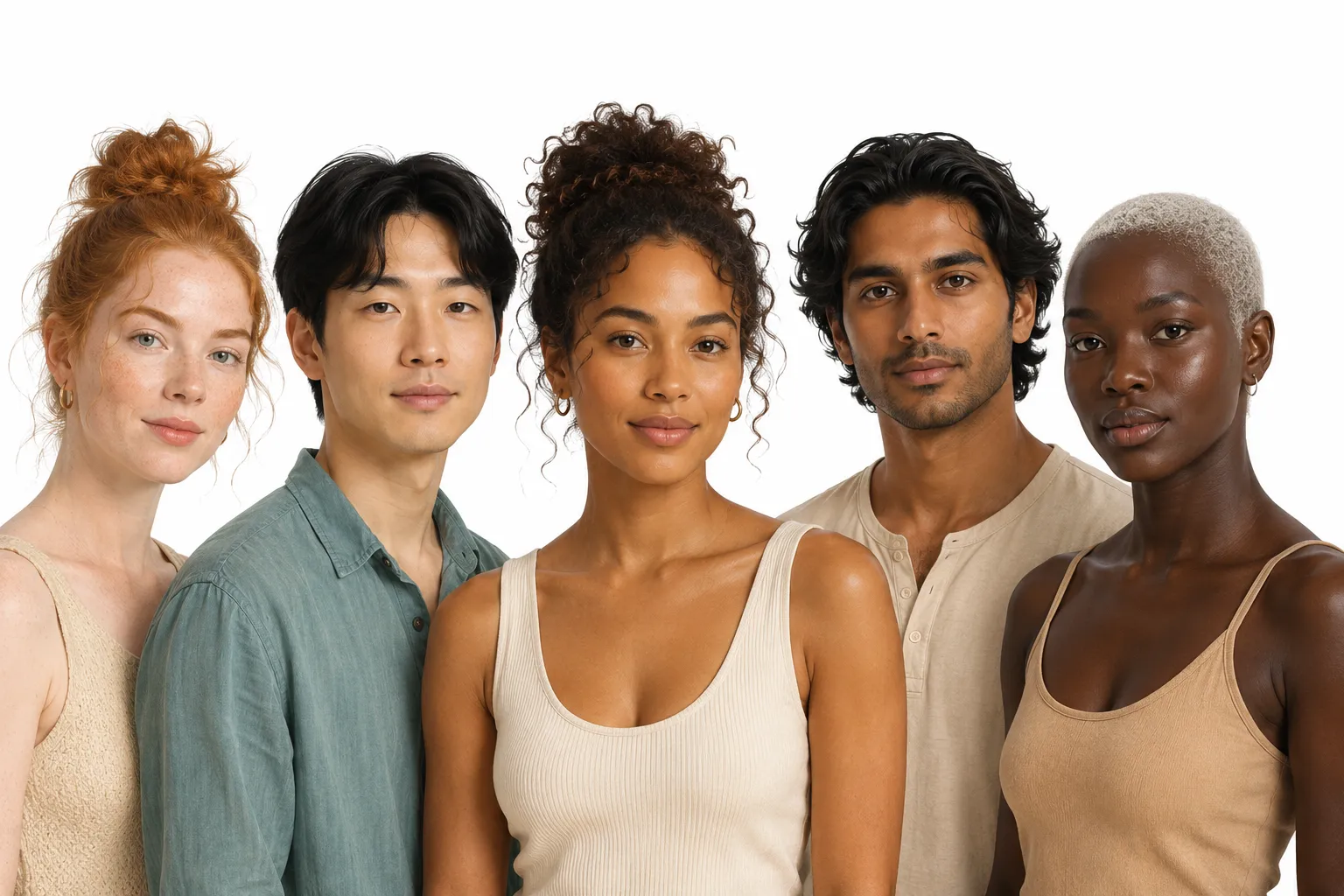 Illustration showing different skin types on a spectrum from oily to dry