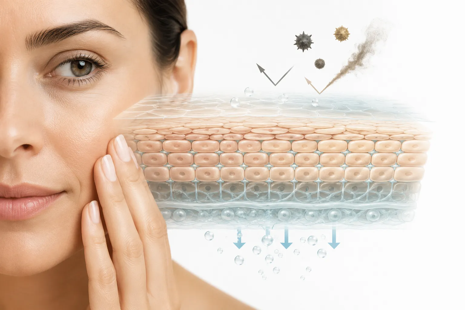 Cross-section illustration of the skin barrier layers