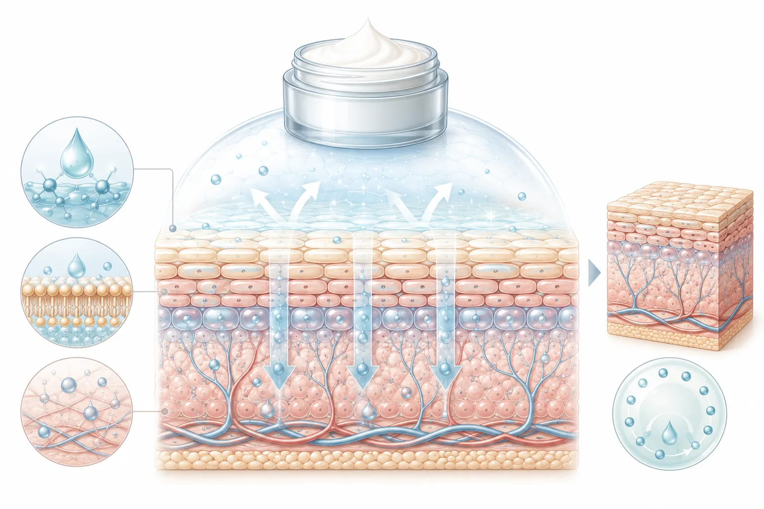 Diagram showing how a good moisturizer maintains balance in normal skin