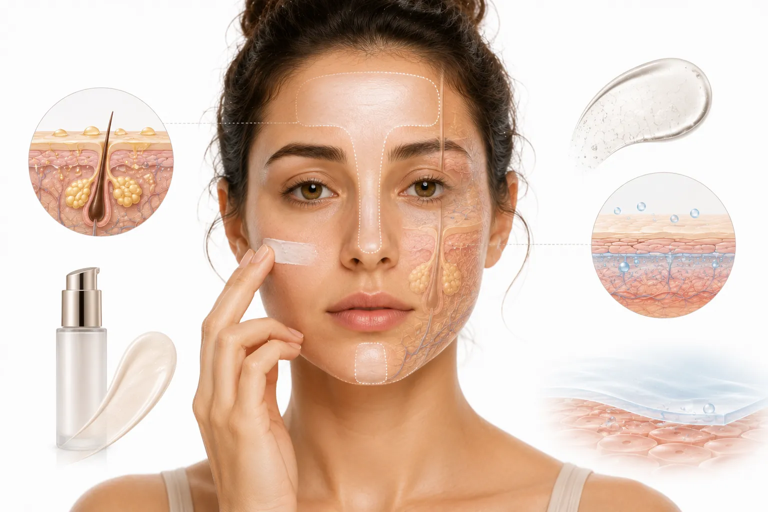 Primer being applied to combination skin before makeup