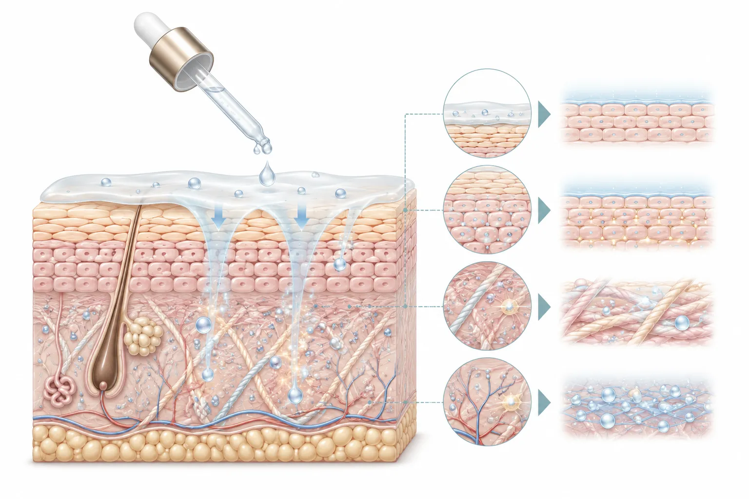 Diagram showing different serum types for normal skin