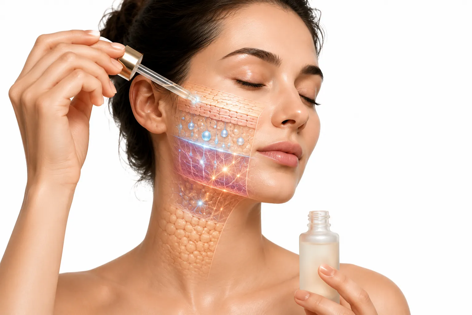 Versatile serum being applied to normal skin
