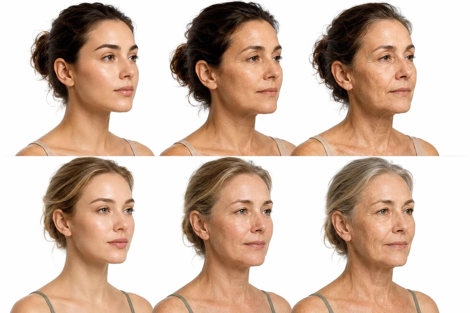 Close-up comparison of dry and oily skin texture on a face