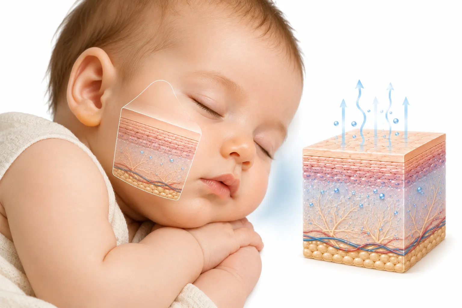 Baby with sensitive skin, illustrating the delicate nature of infant skin