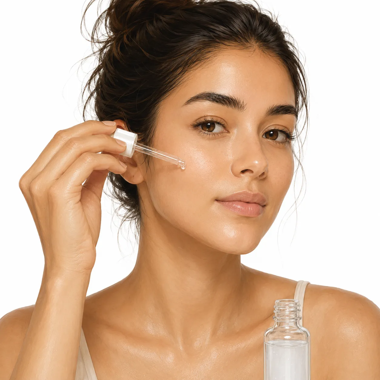 Niacinamide serum next to oily skin